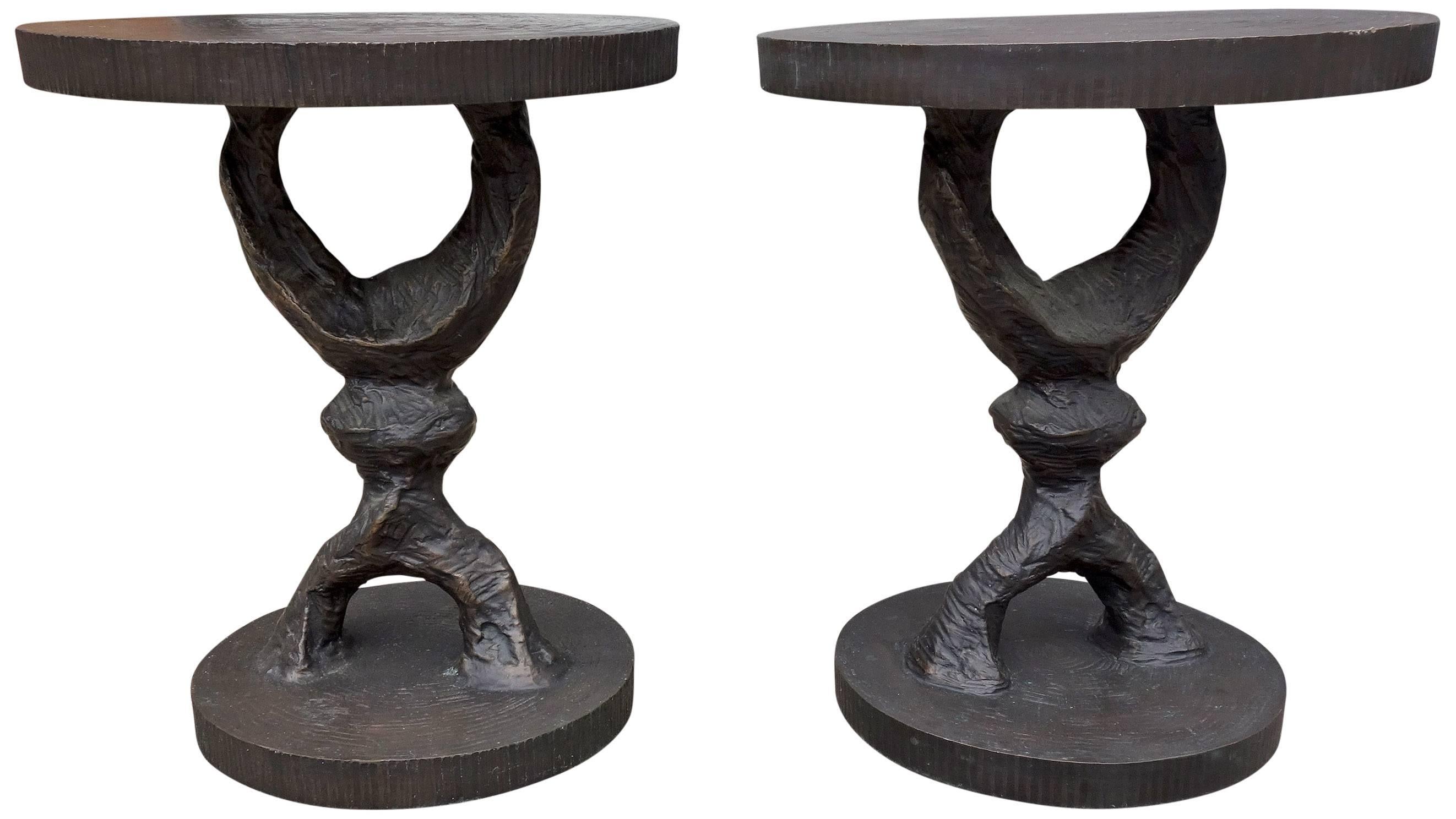 Mid-Century Modern Pair of Corbin Crescent Side Tables