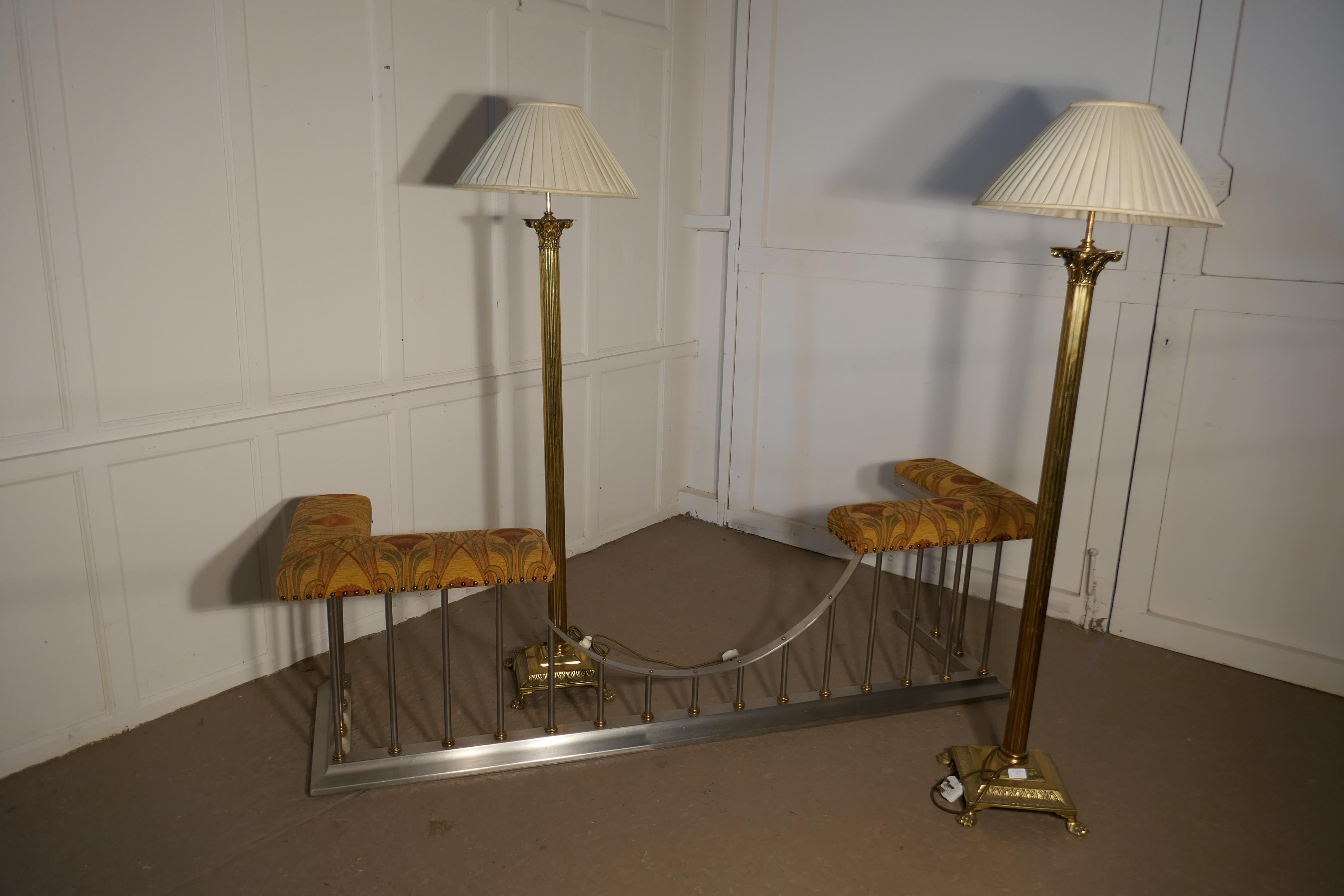 Pair of Corinthian Column Floor Lamps Brass Standard Lamps 5