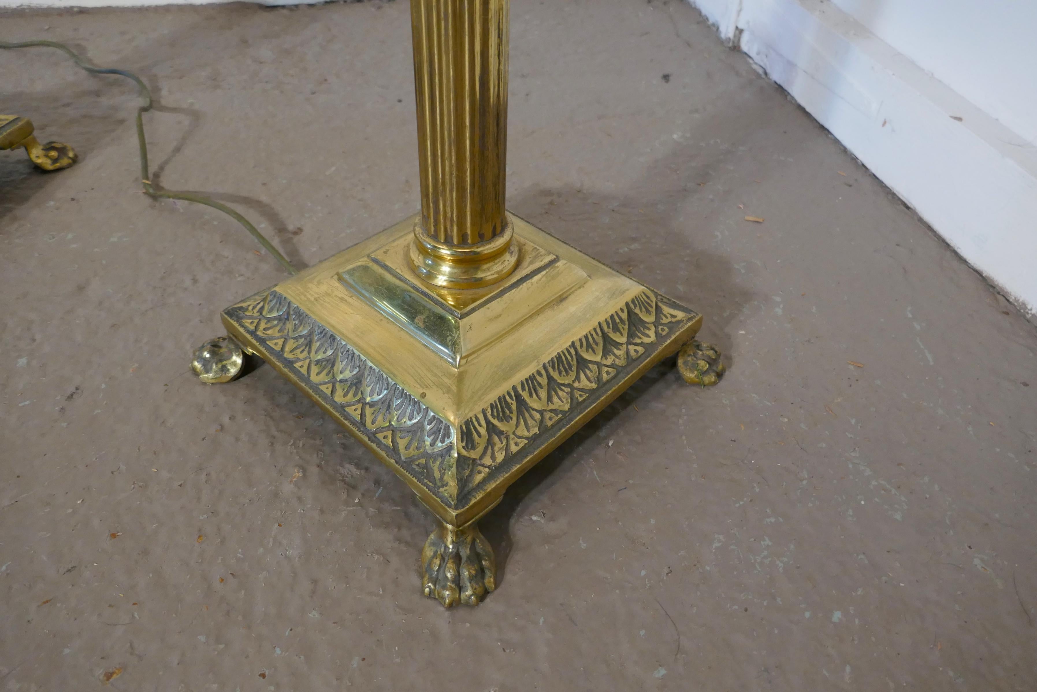 Pair of Corinthian Column Floor Lamps Brass Standard Lamps 1