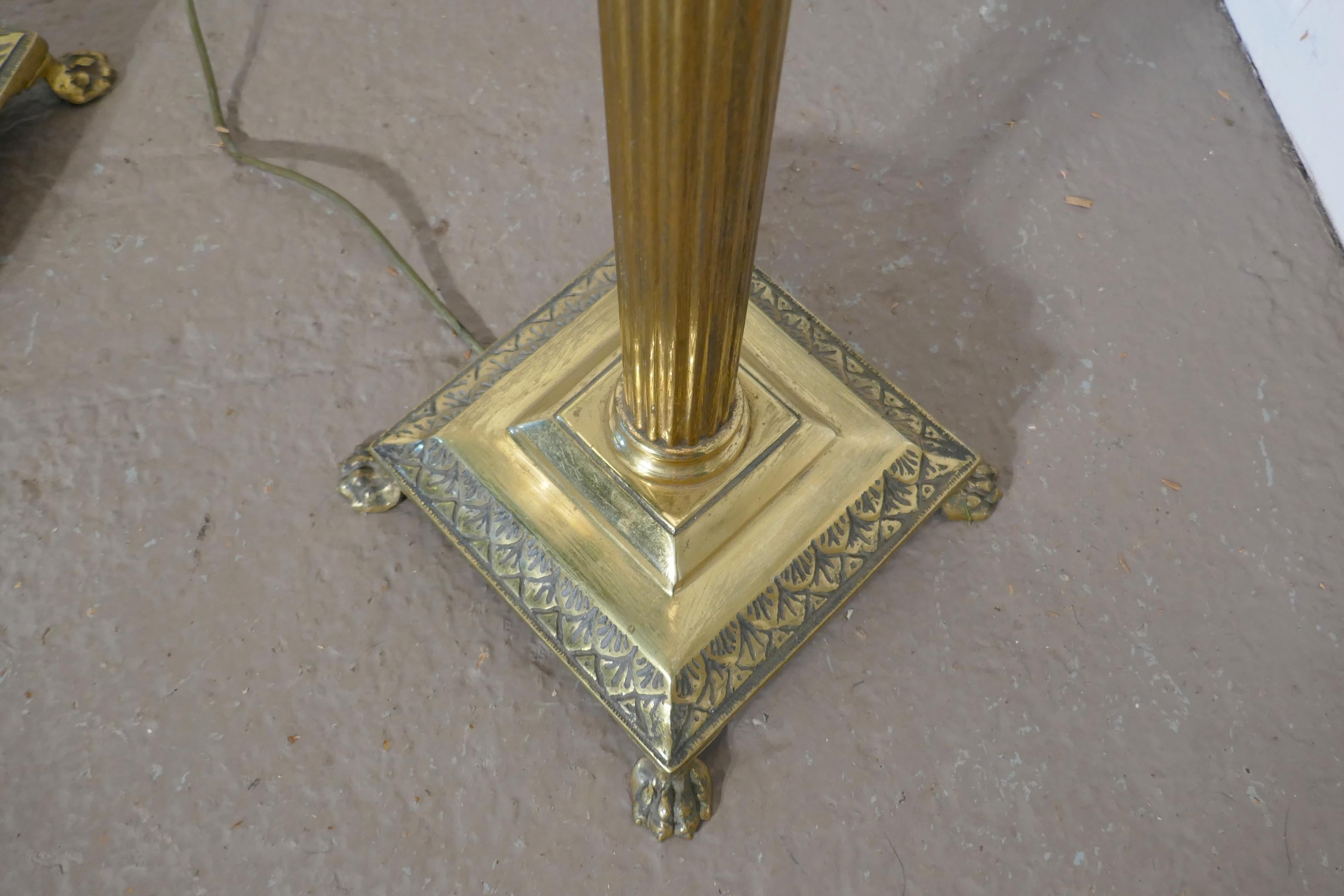 Pair of Corinthian Column Floor Lamps Brass Standard Lamps 2