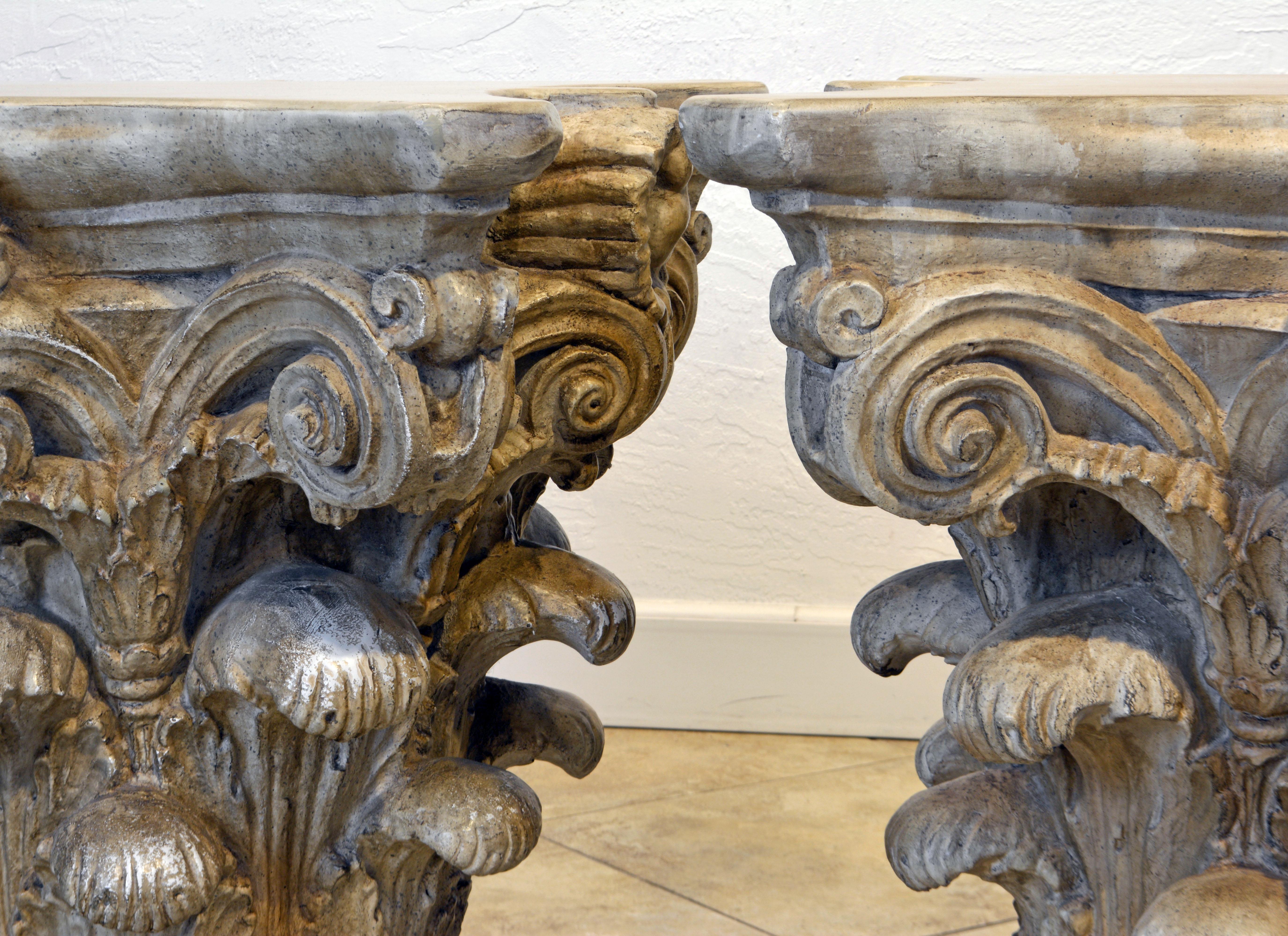 Pair of Corinthian Plaster Capitals after The Antique, Table Bases or Sculptures 8