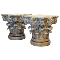 Pair of Corinthian Plaster Capitals after The Antique, Table Bases or Sculptures
