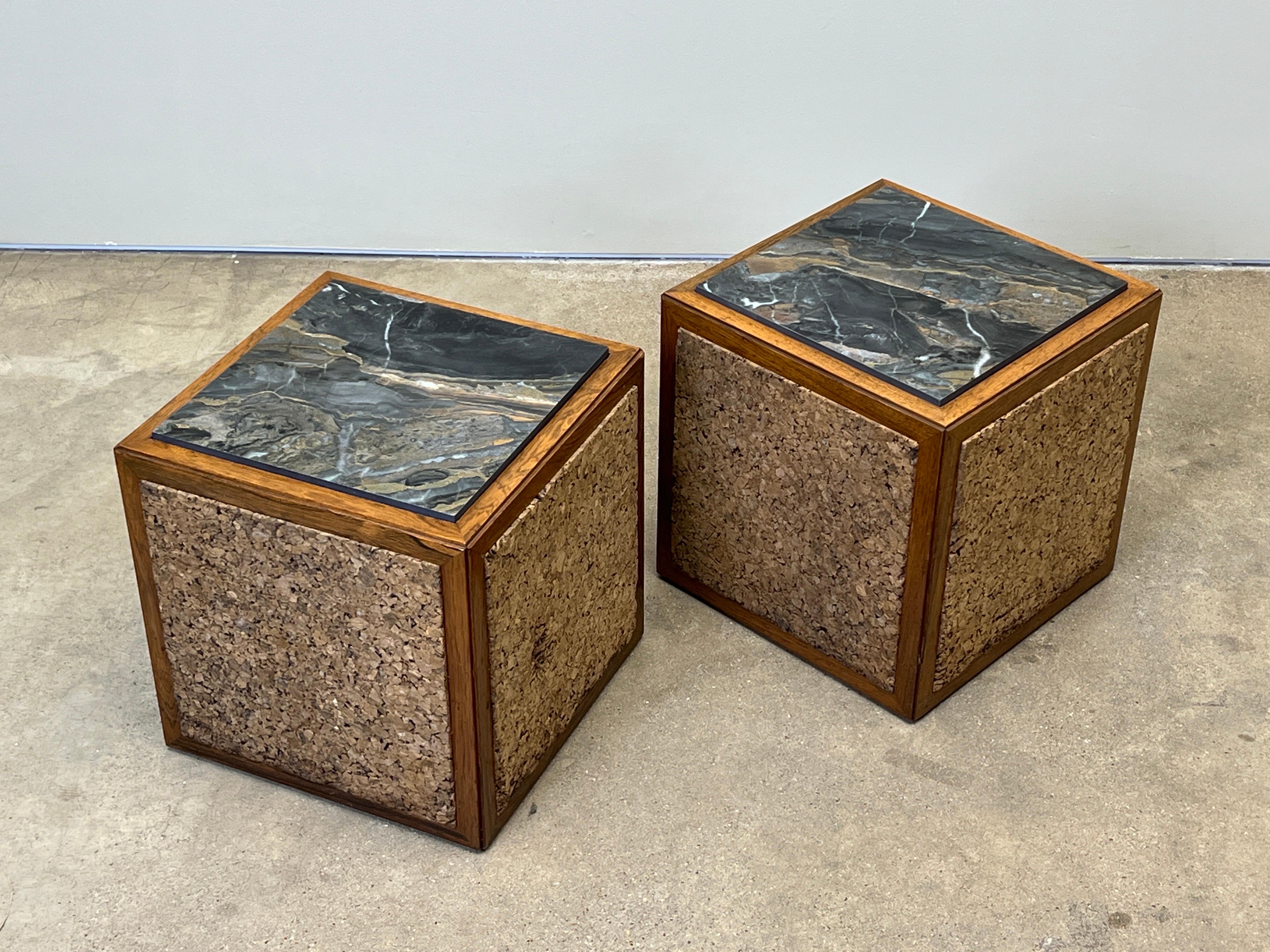 Pair of Cork and Marble Cube Tables by Edward Wormley for Dunbar For Sale 6