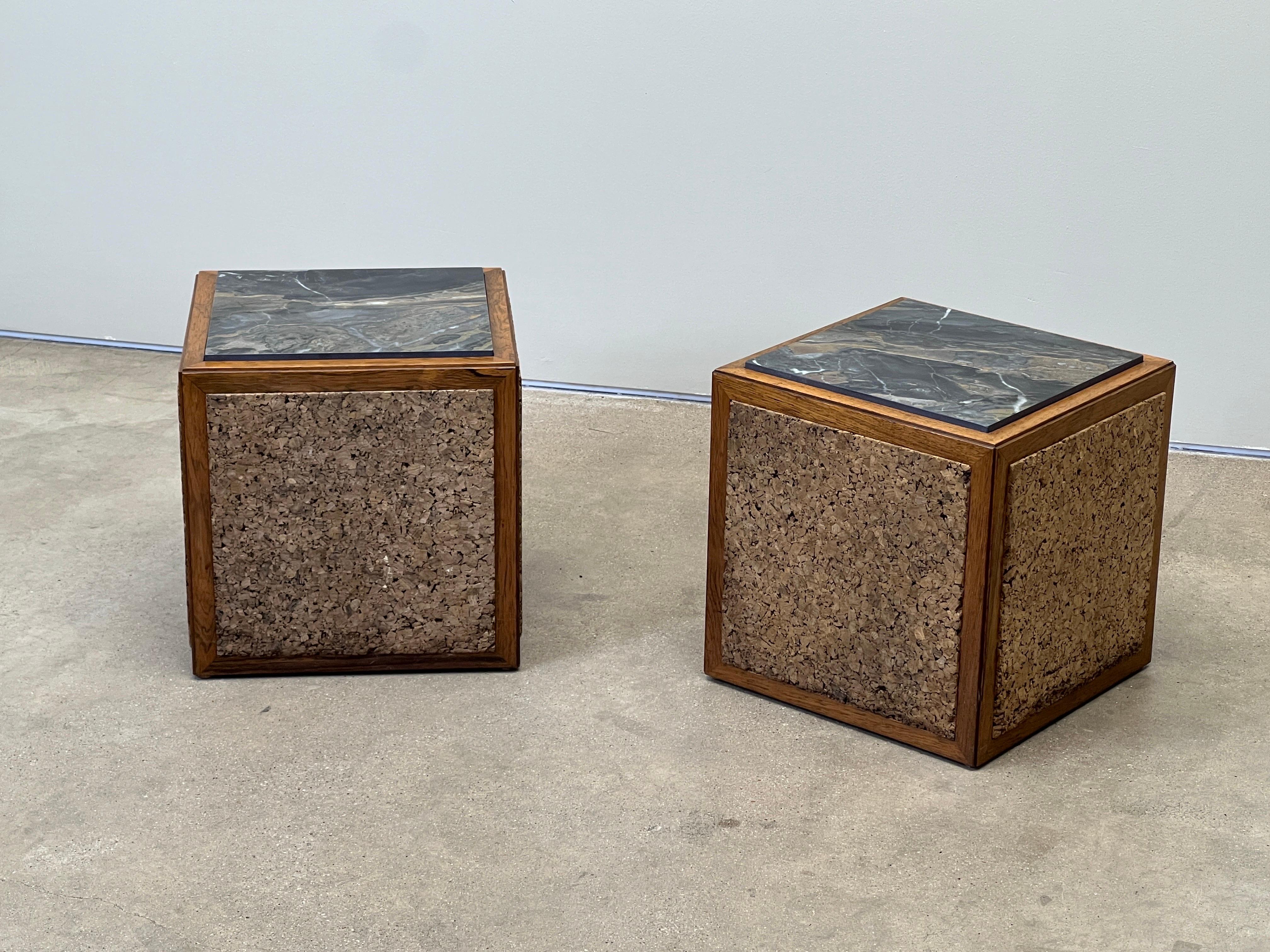 Pair of Cork and Marble Cube Tables by Edward Wormley for Dunbar For Sale 9