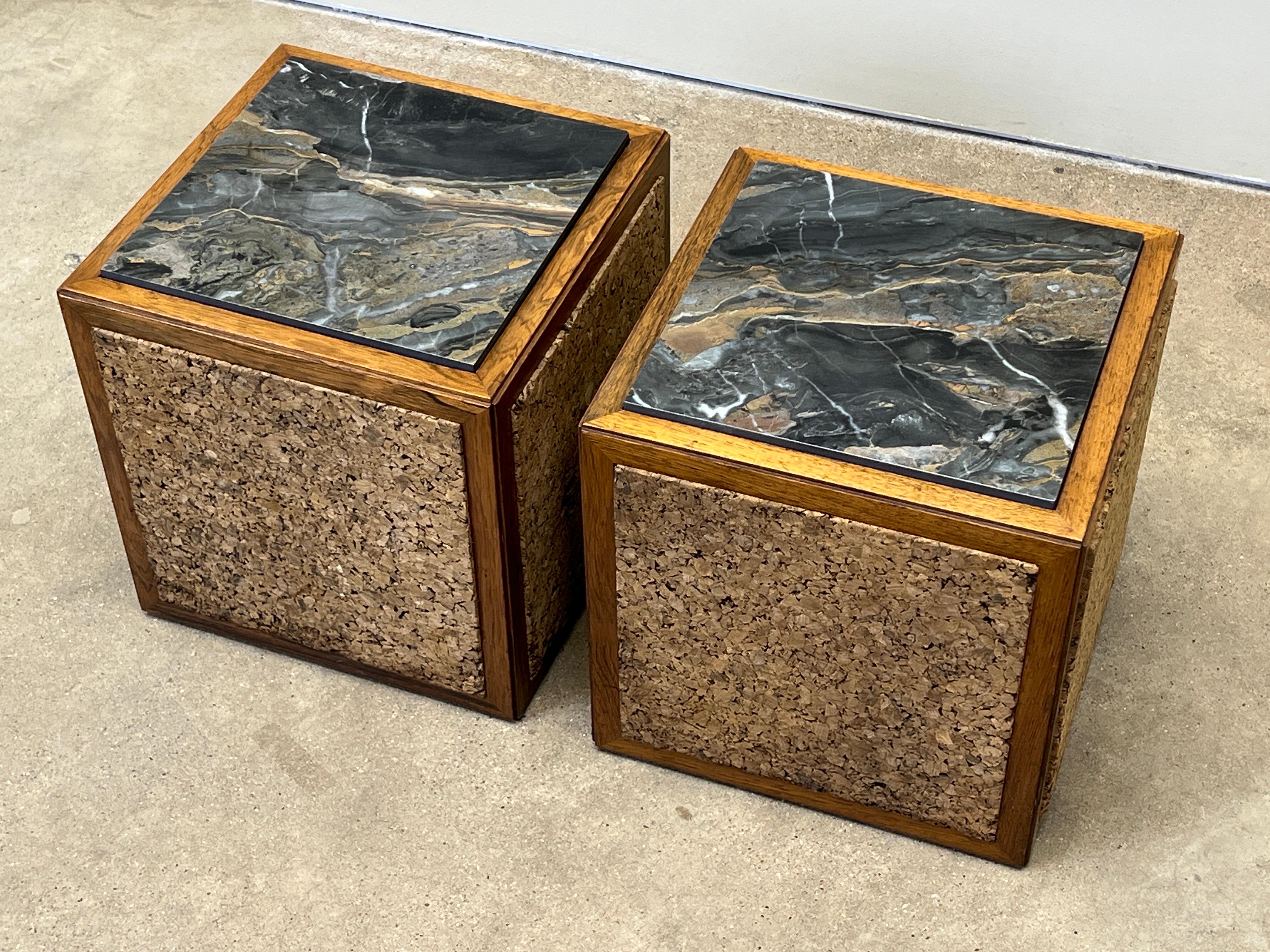 Pair of Cork and Marble Cube Tables by Edward Wormley for Dunbar For Sale 11