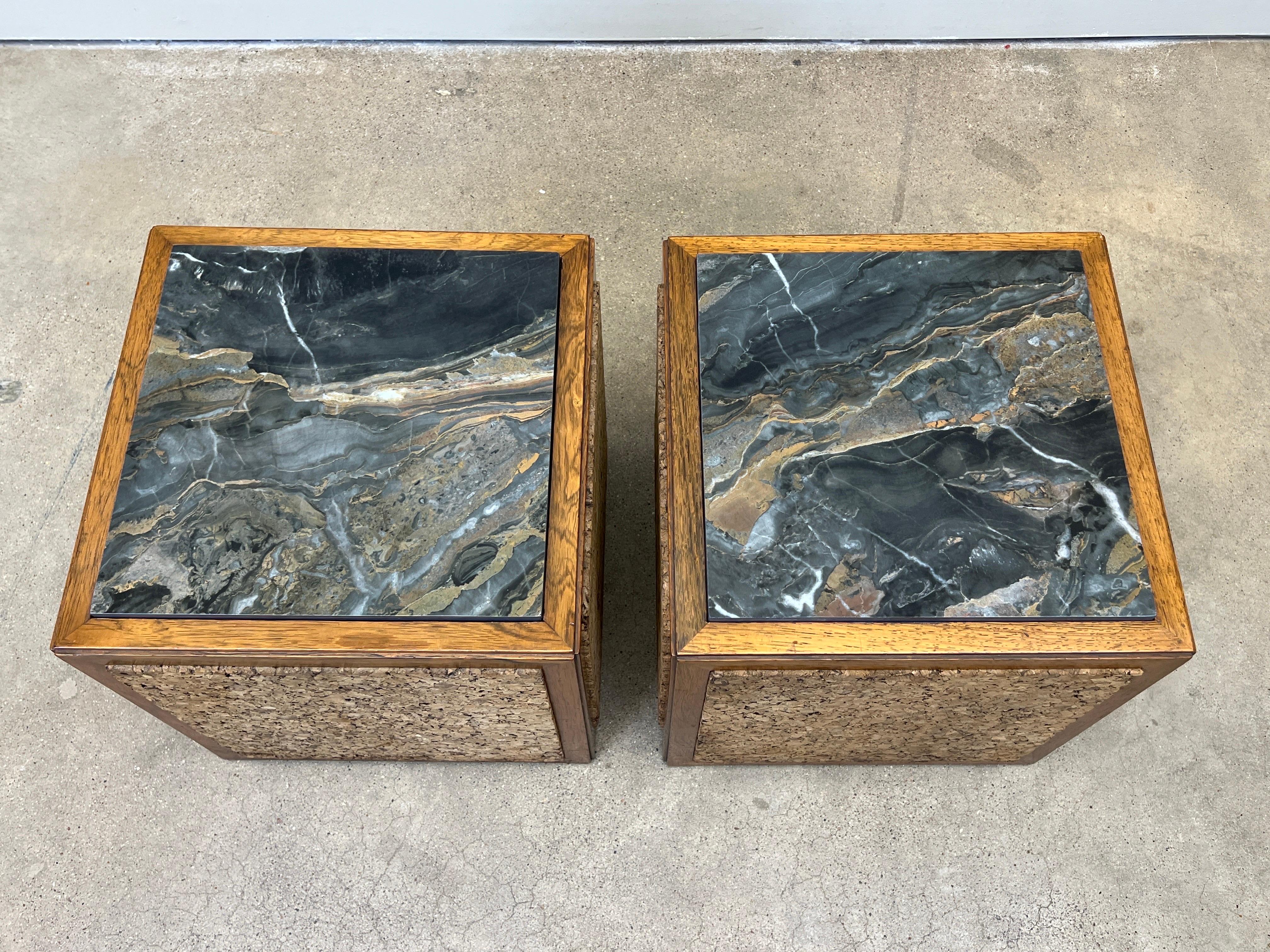 Pair of Cork and Marble Cube Tables by Edward Wormley for Dunbar For Sale 12
