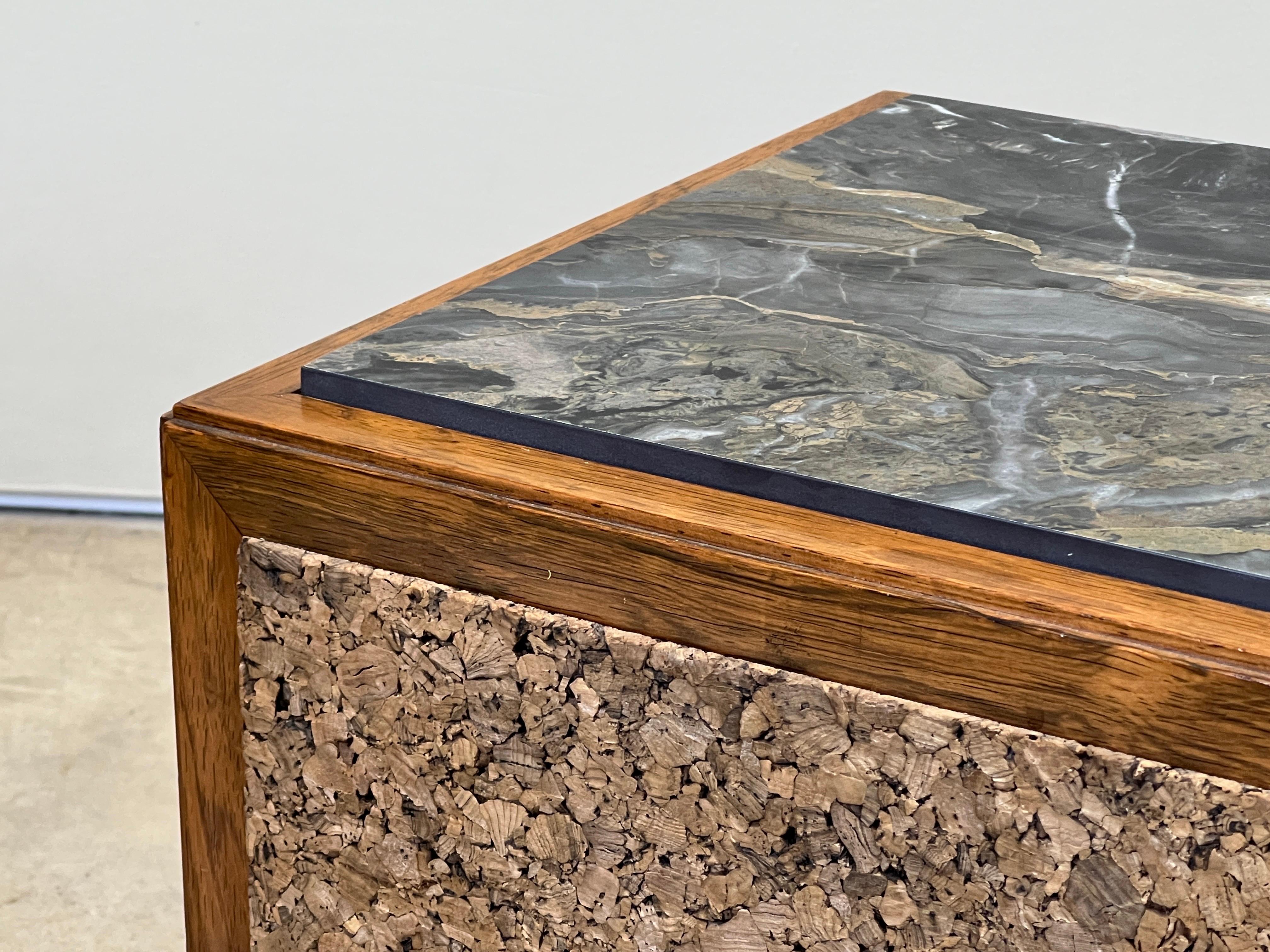 Pair of Cork and Marble Cube Tables by Edward Wormley for Dunbar In Good Condition For Sale In Dallas, TX