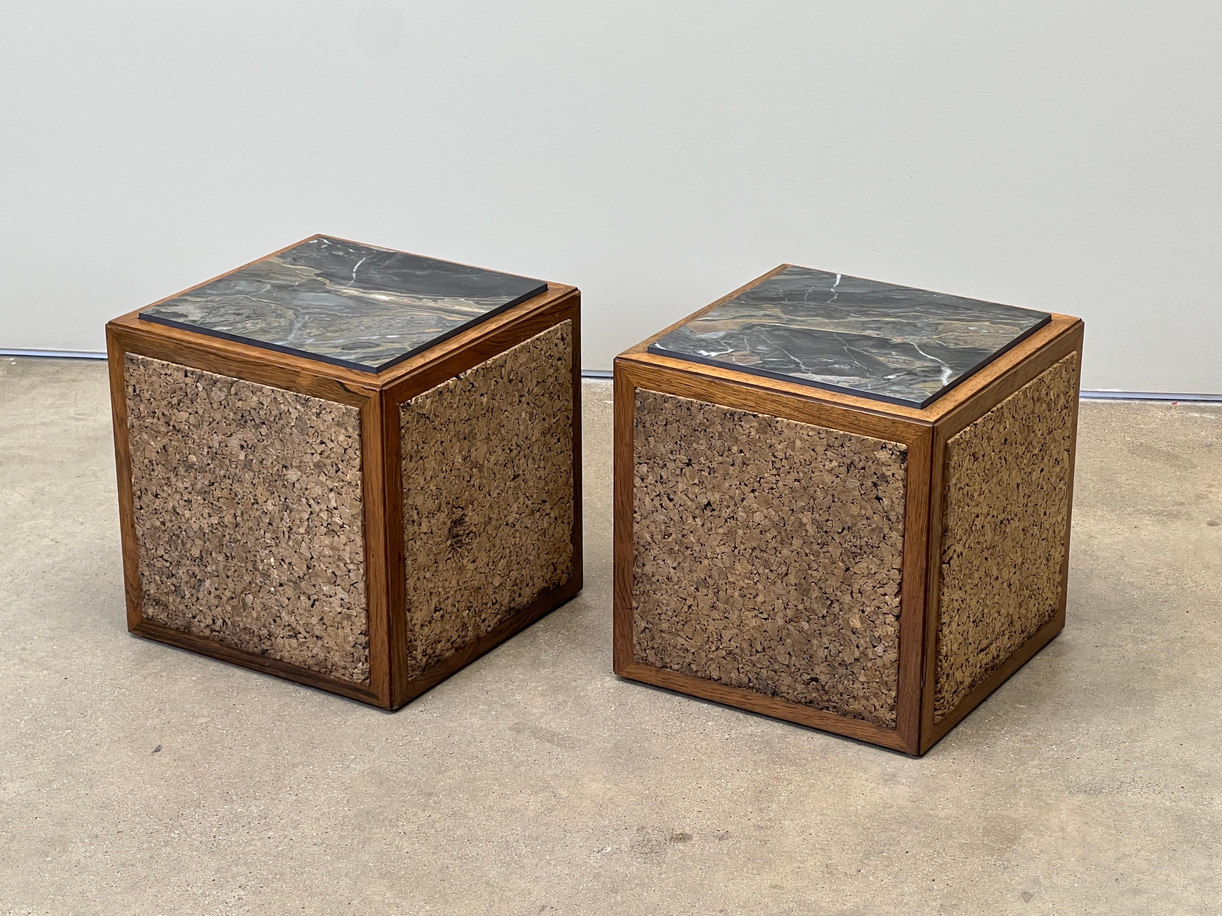 Pair of Cork and Marble Cube Tables by Edward Wormley for Dunbar For Sale 3
