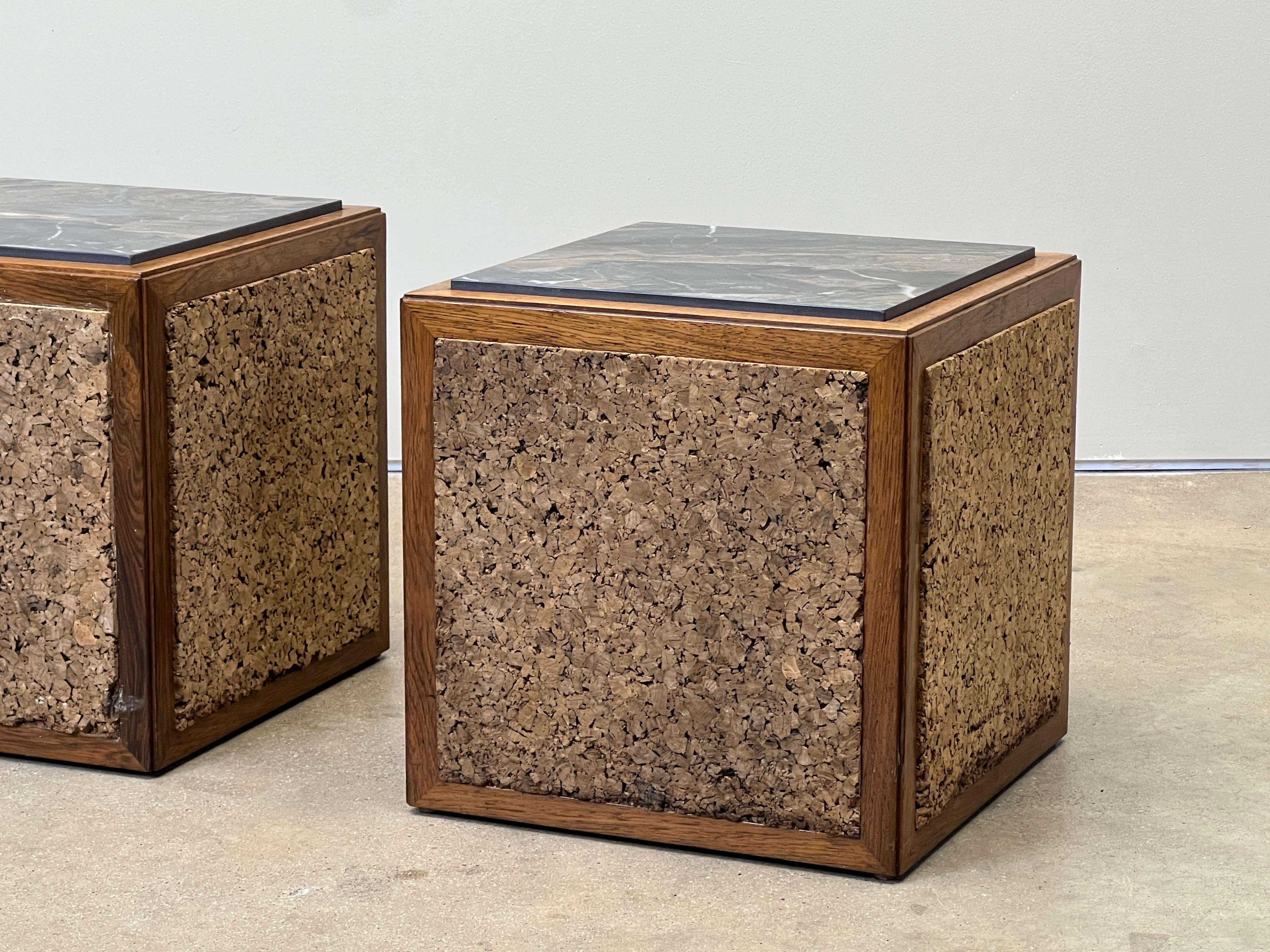 Pair of Cork and Marble Cube Tables by Edward Wormley for Dunbar For Sale 5