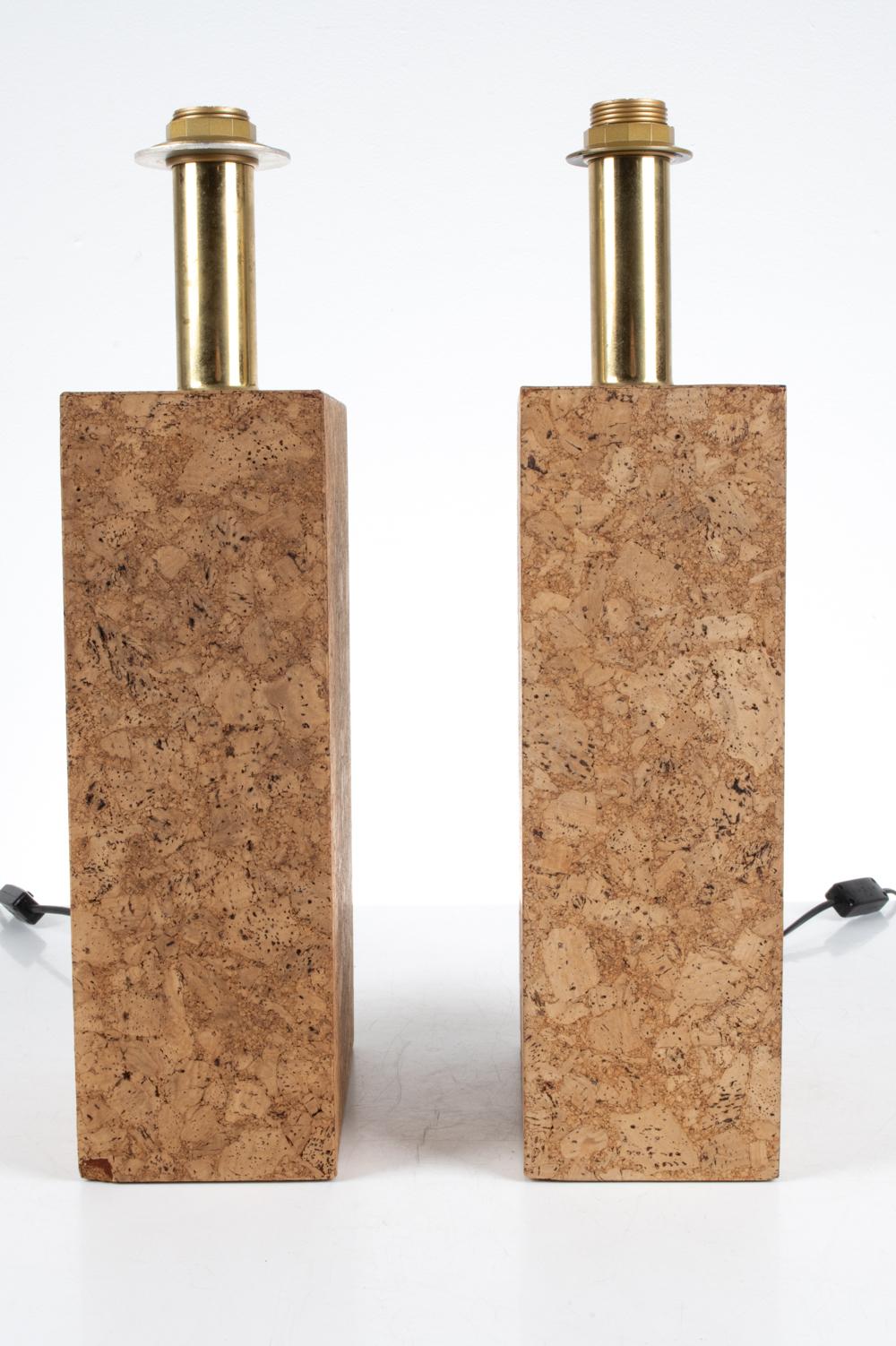 Pair of Cork Monolith Table Lamps in the Stye of Ingo Maurer, c. 1970's For Sale 4