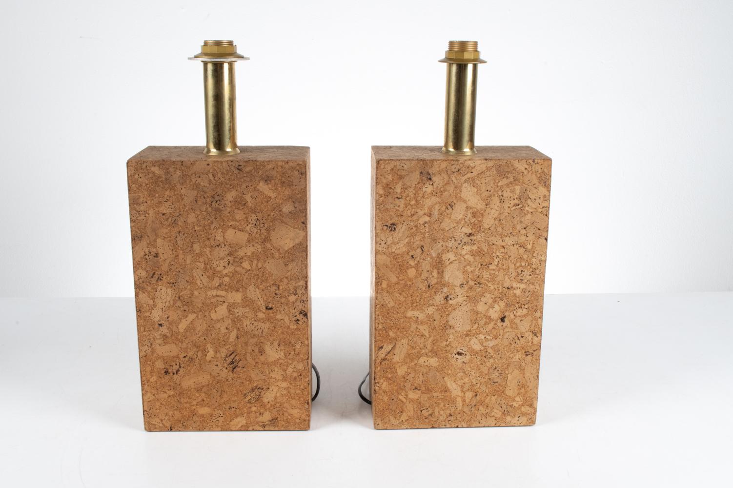 Pair of Cork Monolith Table Lamps in the Stye of Ingo Maurer, c. 1970's For Sale 5