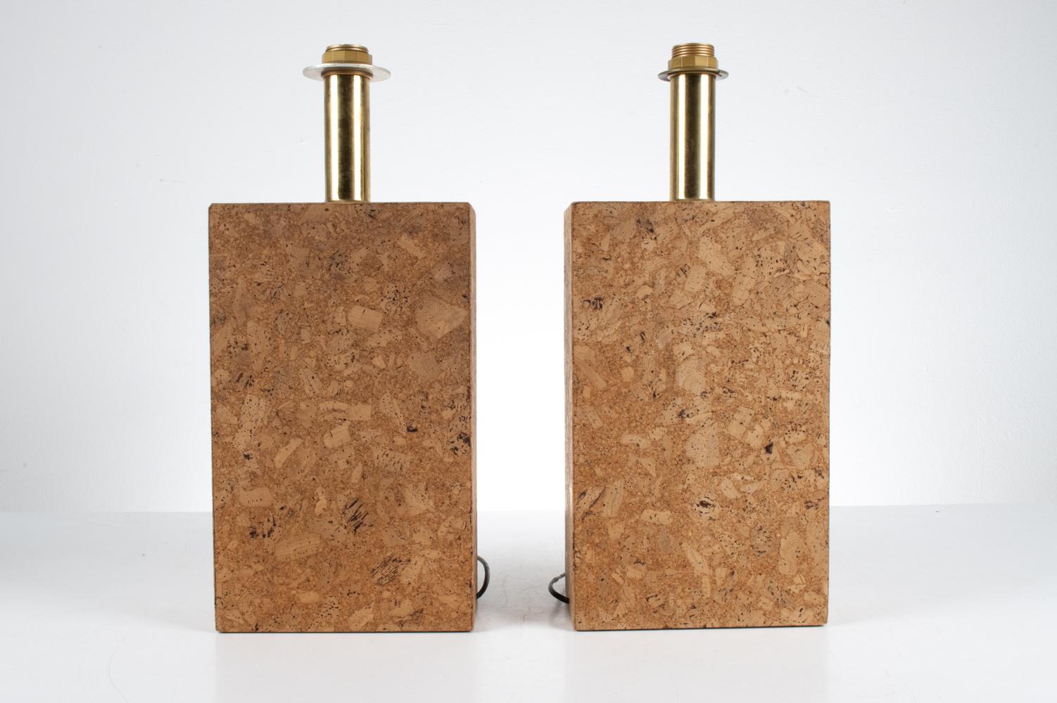 Pair of Cork Monolith Table Lamps in the Stye of Ingo Maurer, c. 1970's For Sale 6