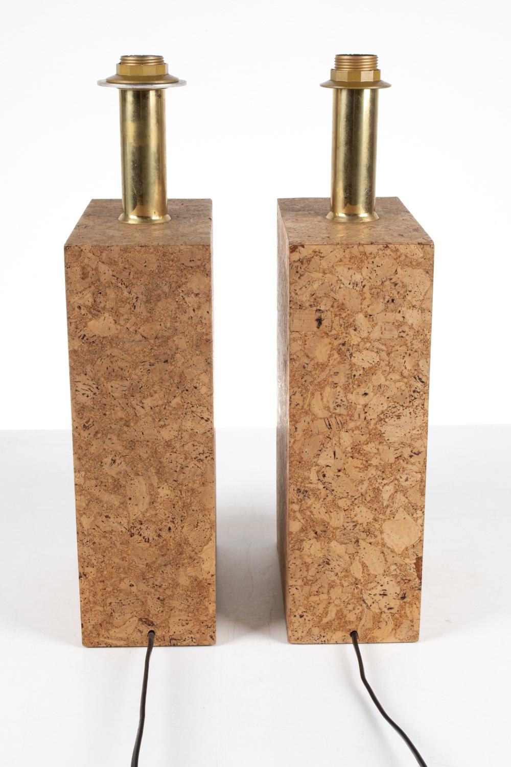 Pair of Cork Monolith Table Lamps in the Stye of Ingo Maurer, c. 1970's For Sale 7
