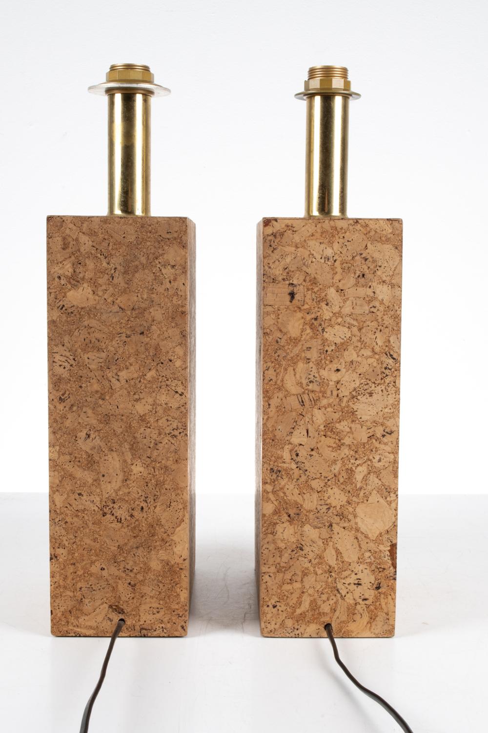 Pair of Cork Monolith Table Lamps in the Stye of Ingo Maurer, c. 1970's For Sale 8