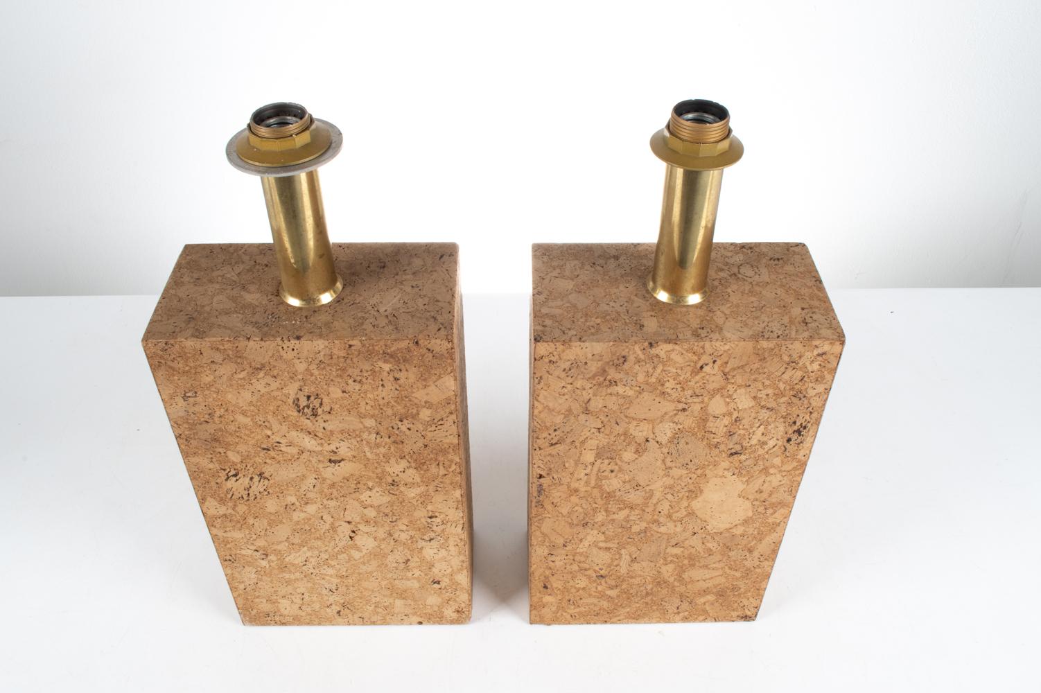 20th Century Pair of Cork Monolith Table Lamps in the Stye of Ingo Maurer, c. 1970's For Sale