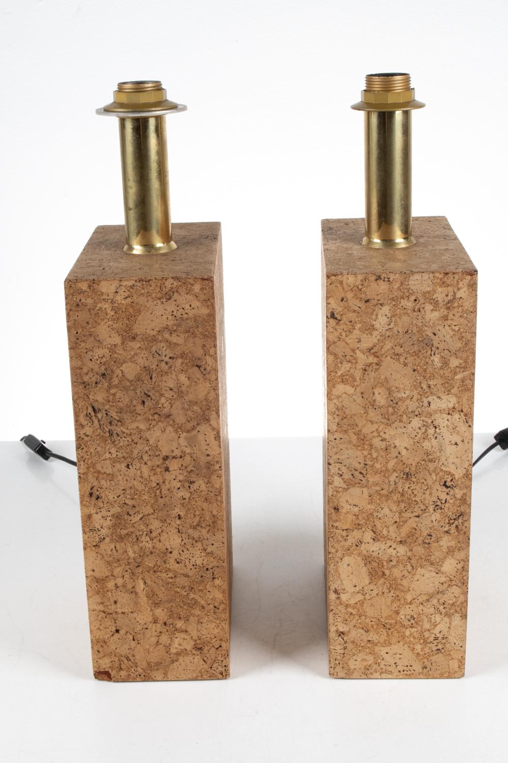 Pair of Cork Monolith Table Lamps in the Stye of Ingo Maurer, c. 1970's For Sale 3