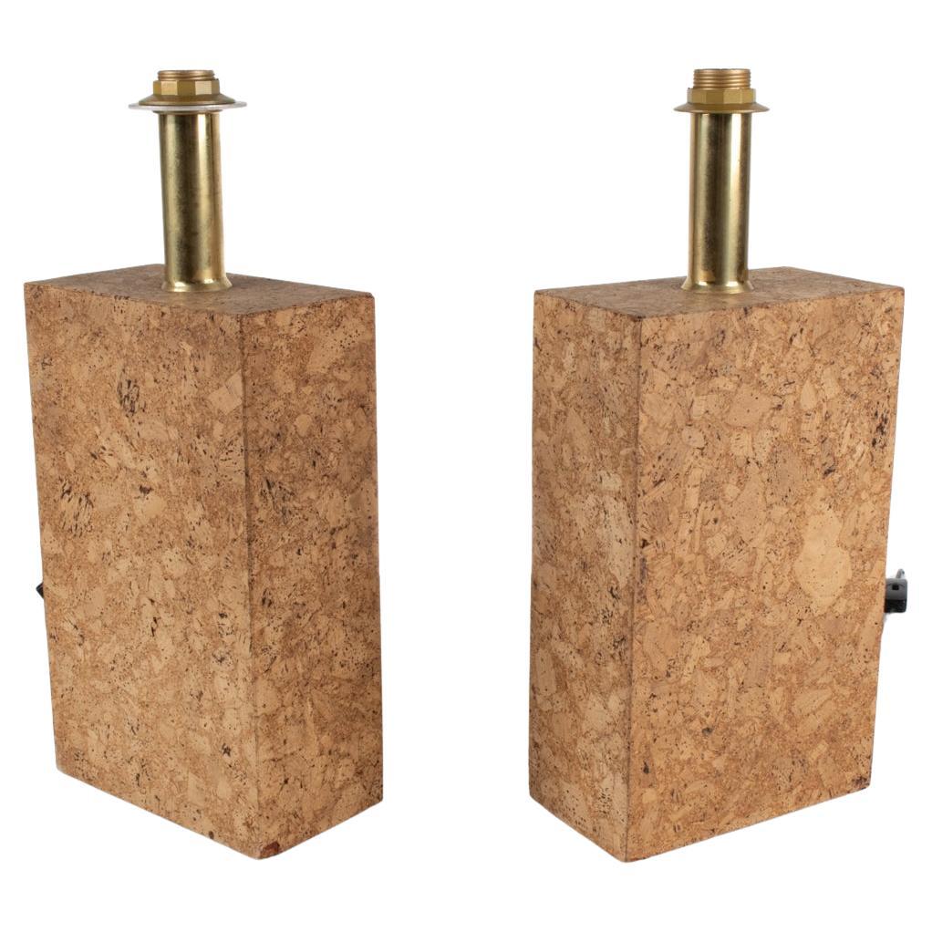 Pair of Cork Monolith Table Lamps in the Stye of Ingo Maurer, c. 1970's For Sale