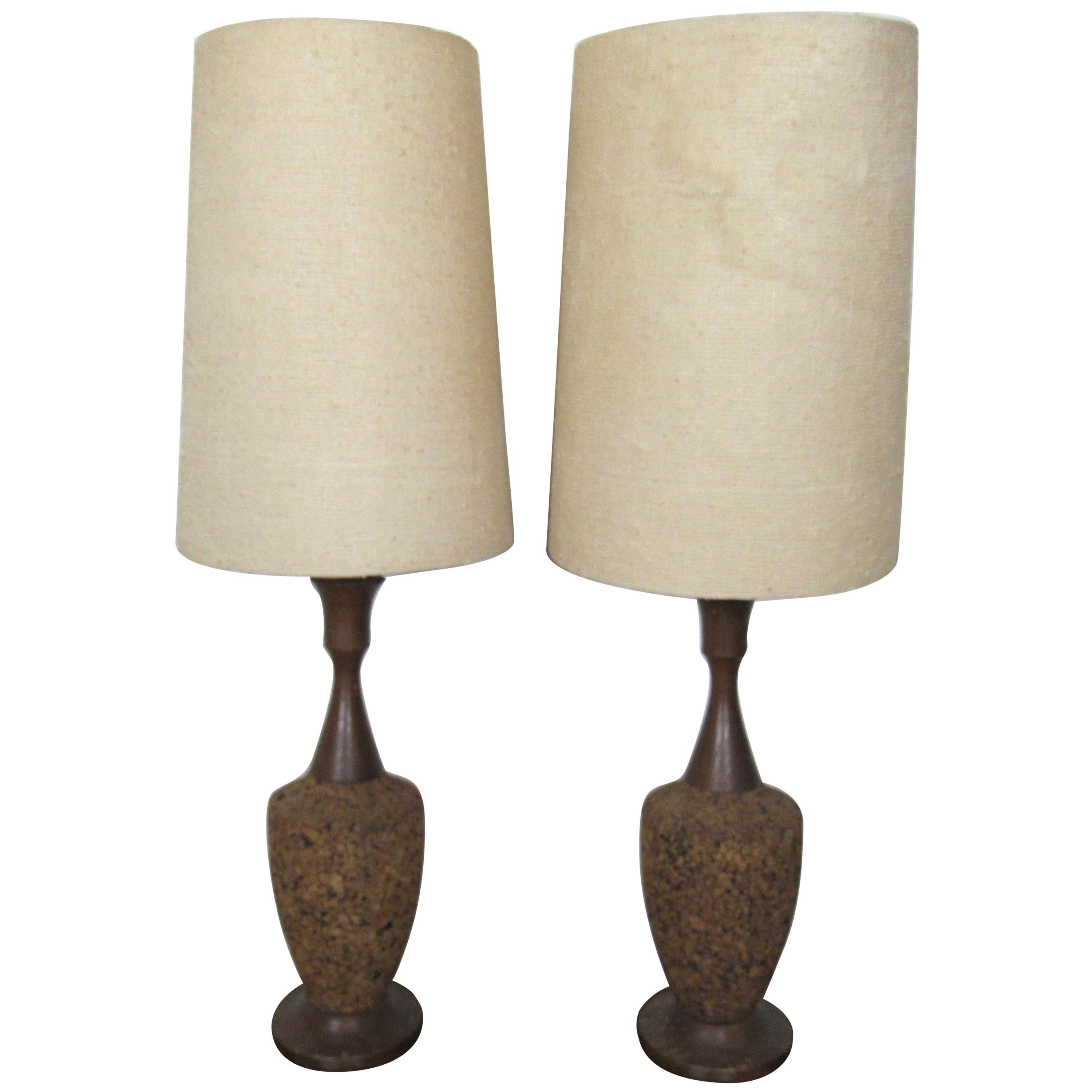 Pair of Cork Table Lamps