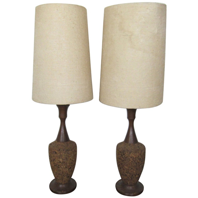 Pair of Cork Table Lamps For Sale at 1stDibs vintage cork lamp, cork