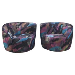Pair of Corkscrew Swivel Lounge Chairs Armchairs