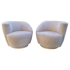 Pair of Corkscrew Swivel Lounge Chairs Armchairs