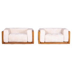Pair of Cornaro 140 Armchairs by Carlo Scarpa with ash wood structure, 1974