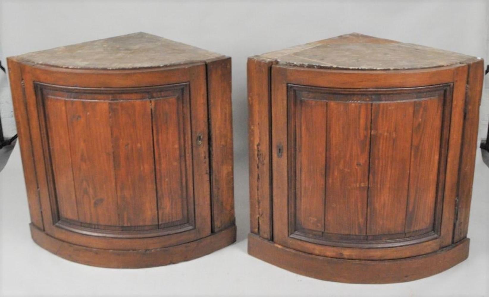 Marble Pair of Corner Cabinets, French Country, 18th Century For Sale