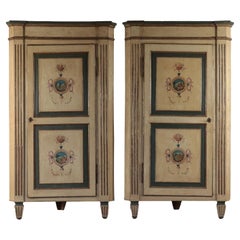 Antique Pair of Corner Cabinets Poplar Piacenza Italy 18th Century
