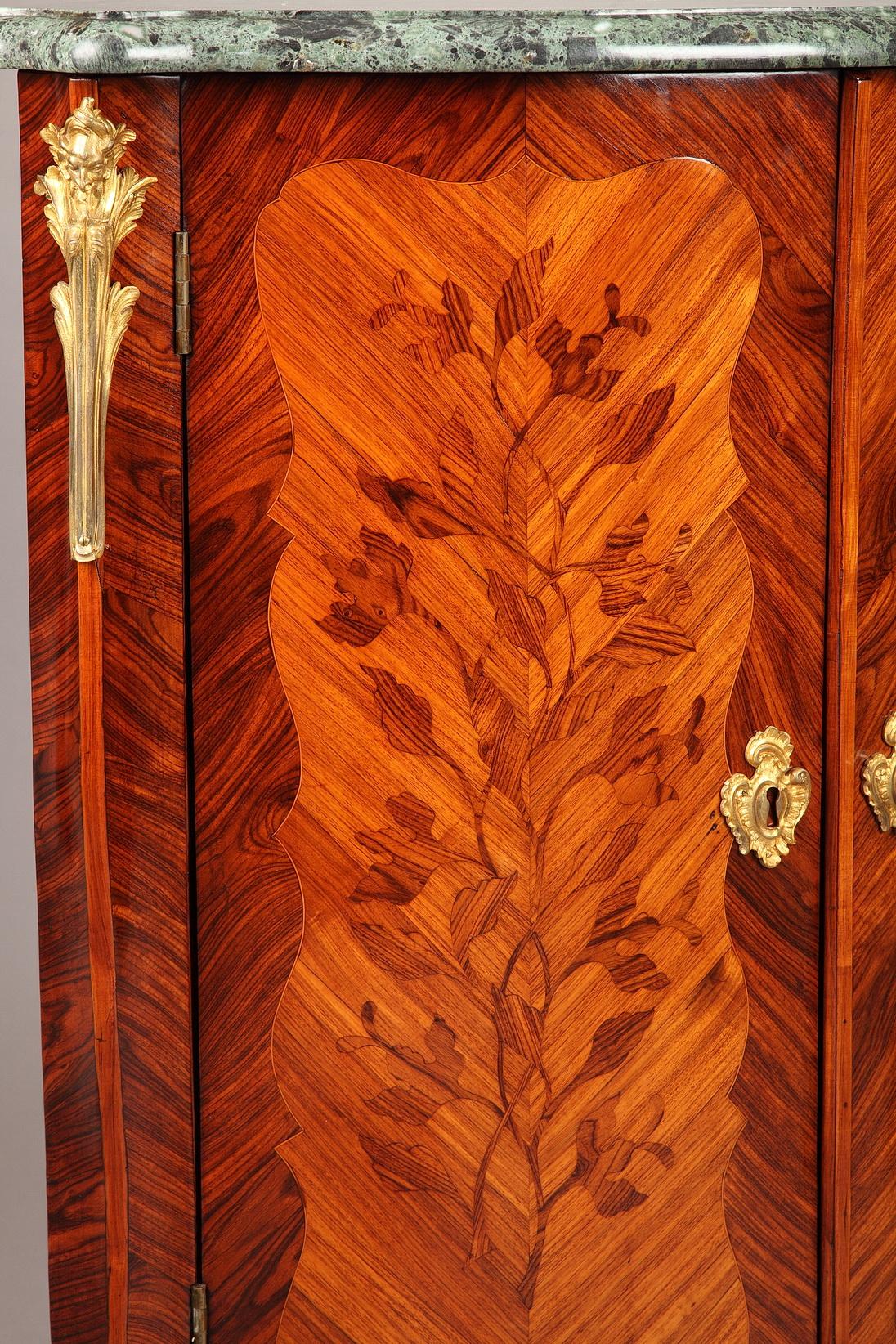 Pair of Corner Cabinets with Flower Marquetry--Louis XV Period For Sale 5