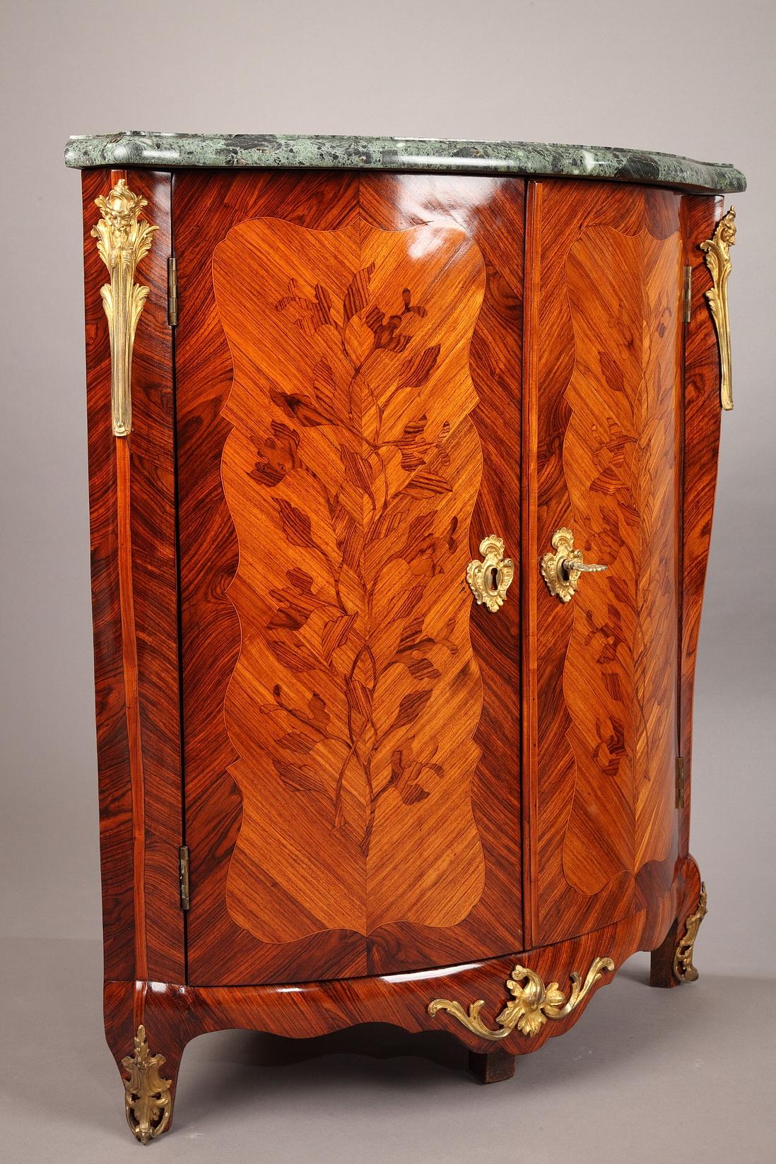 Pair of Corner Cabinets with Flower Marquetry--Louis XV Period For Sale 3