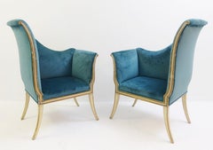 Pair of Corner Chairs - New Velvet Upholstery