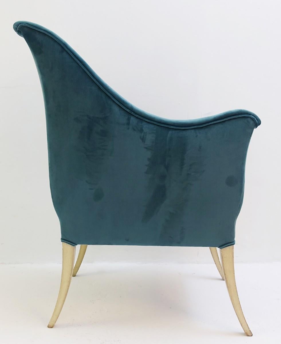 European Pair of Corner Chairs - New Velvet Upholstery