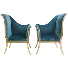 Pair of Corner Chairs - New Velvet Upholstery