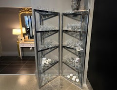 Pair of Corner Polished Stainless Steel Etegeres