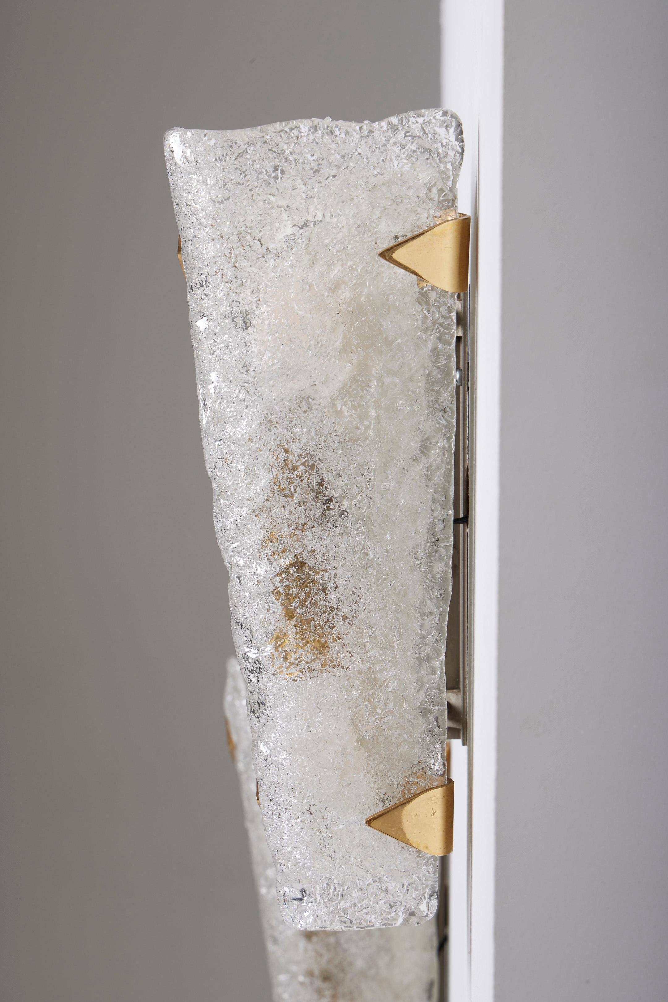 20th Century Pair of corner wall sconces in frosted glass