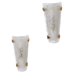 Pair of corner wall sconces in frosted glass