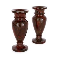Pair of Cornish Serpentine Stone Urn-Shaped Vases