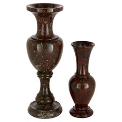 Pair of Cornish Serpentine Urn-Shaped Mineral Vases