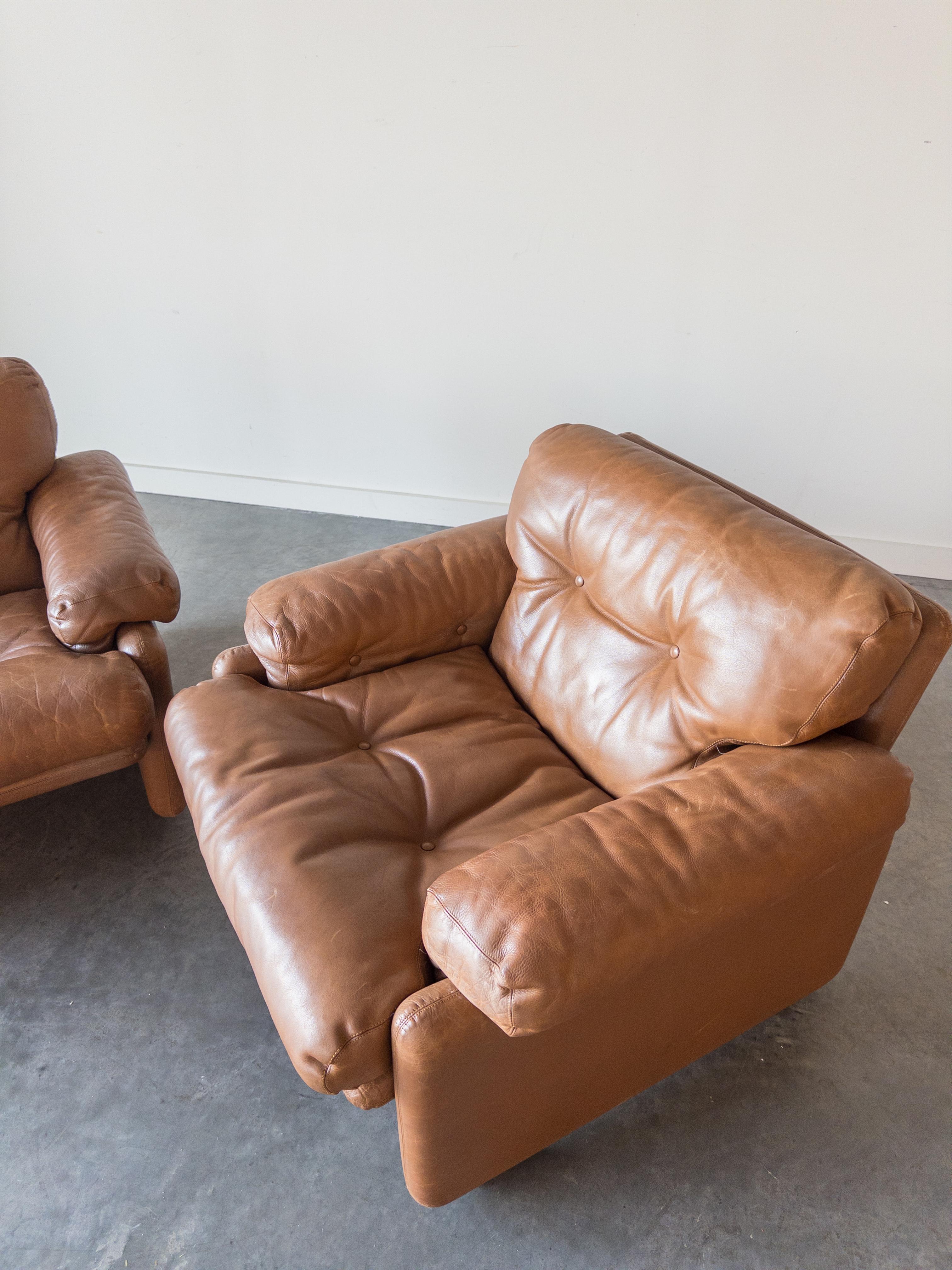 Italian Pair of Coronado Armchairs by Afra and Tobia Scarpa for B&B Italia