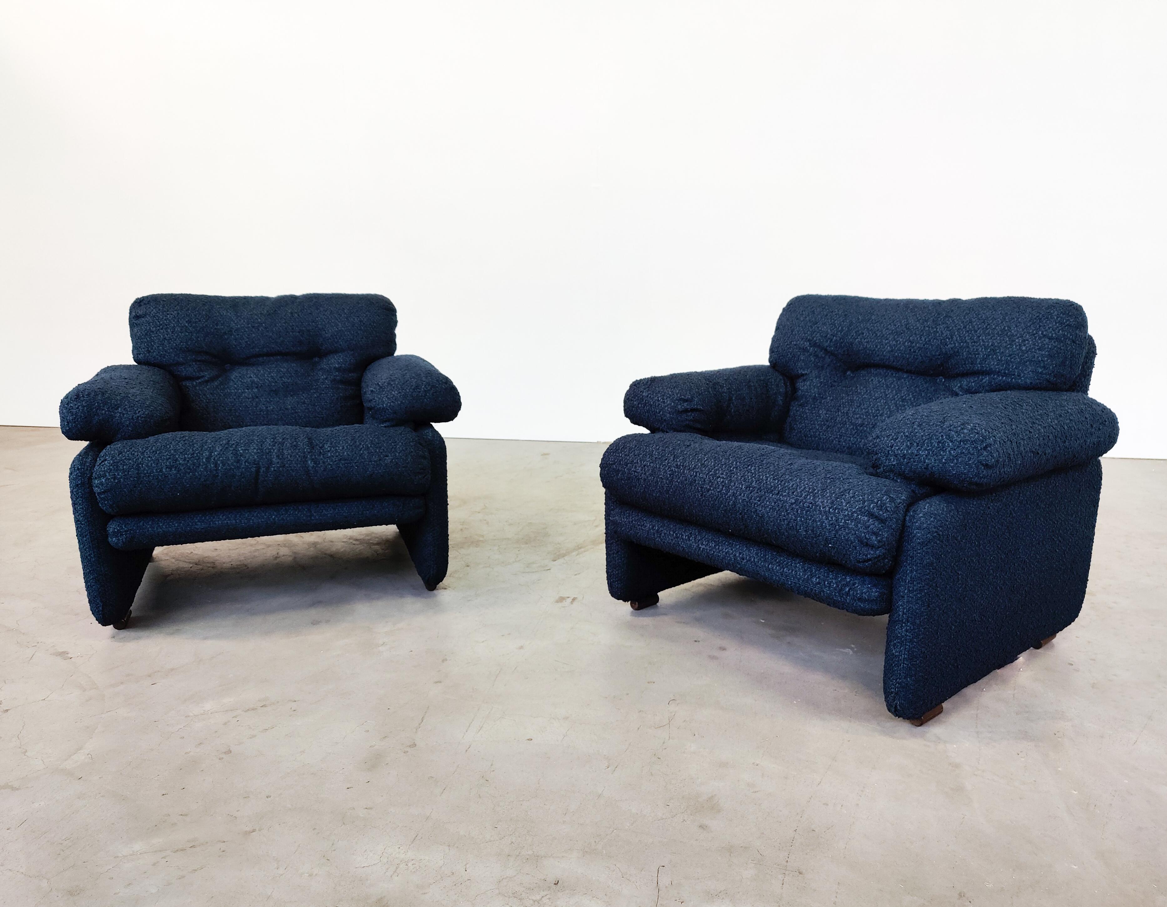 Pair of Coronado armchairs by Tobia & Afra Scarpa for B&B Italia, 1960s - new upholstery.