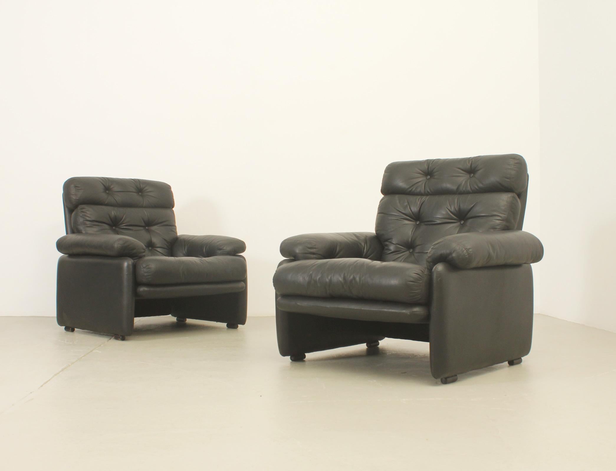 Mid-Century Modern Pair of Coronado Armchairs by Tobia Scarpa for B&B, Italy For Sale