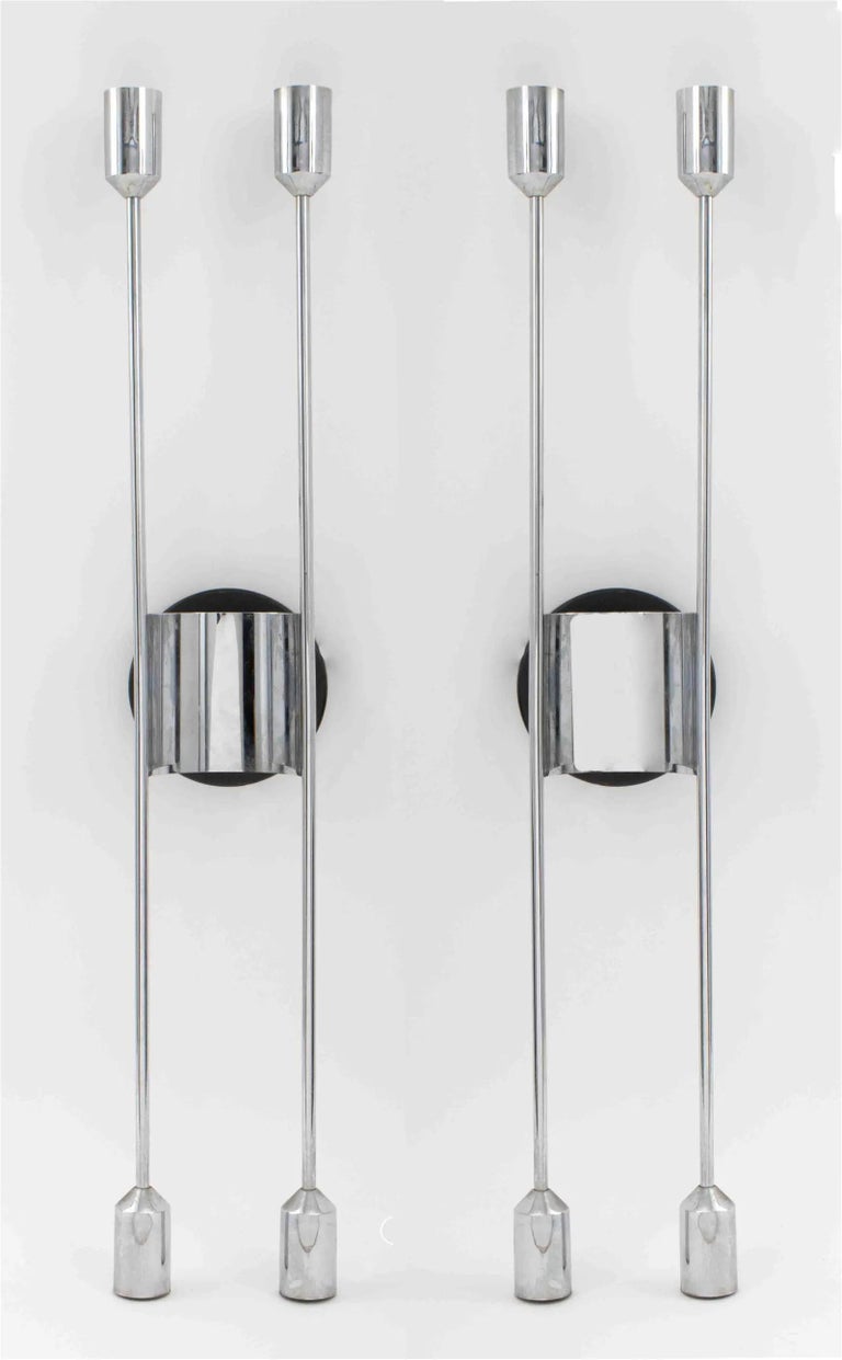 Pair of rare 1960’s model 4166/02 linear double ended wall lamps by Gepruder Cosack Leuchten designed by architect H. W. Egger (Hans Wilfried Hegger)

Dimensions 26.5