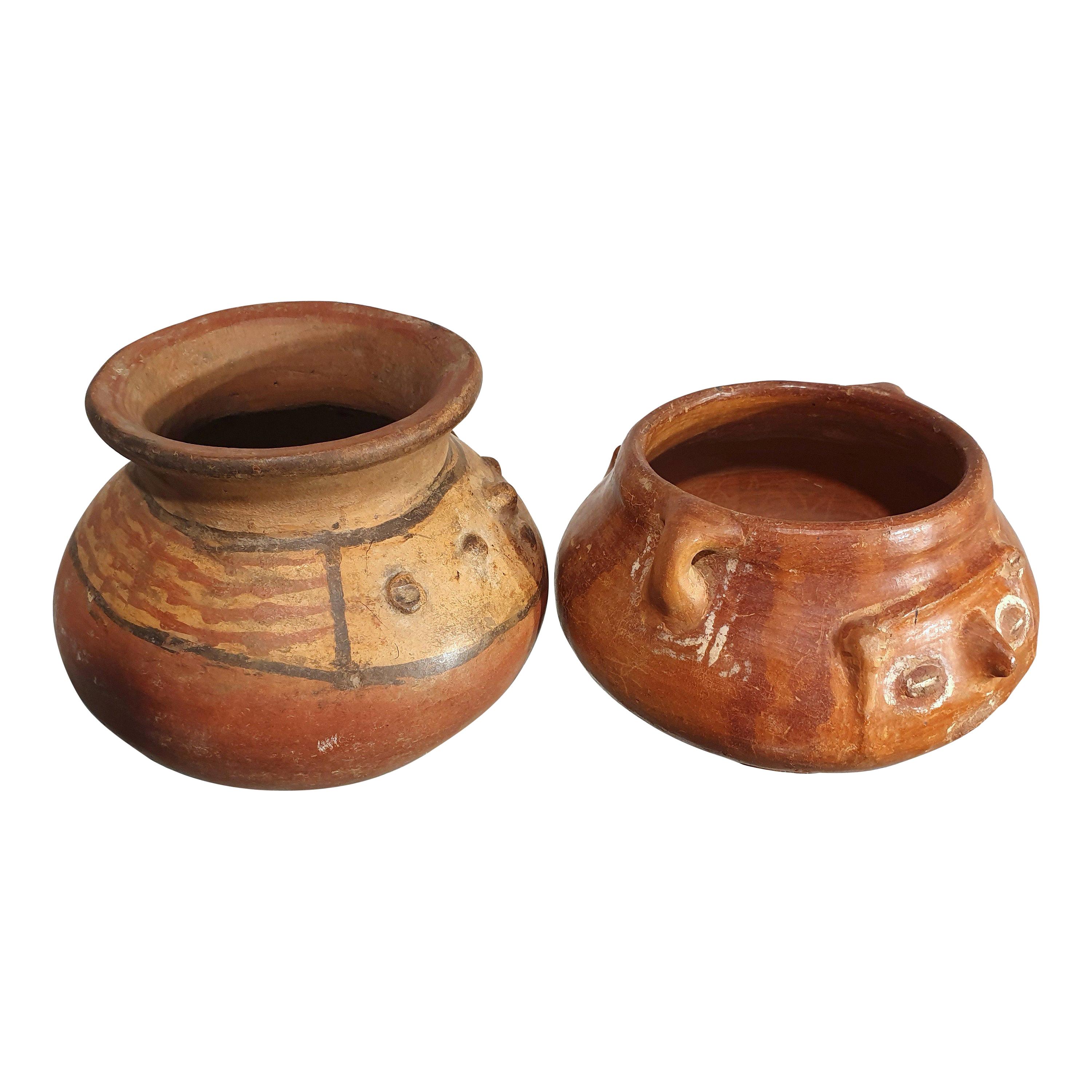 Pair of Costa Rican Terracotta Ovoid Bowls For Sale