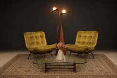 Pair of “Costela” Armchairs in Hardwood & Olive Mohair, Martin Eisler, 1956