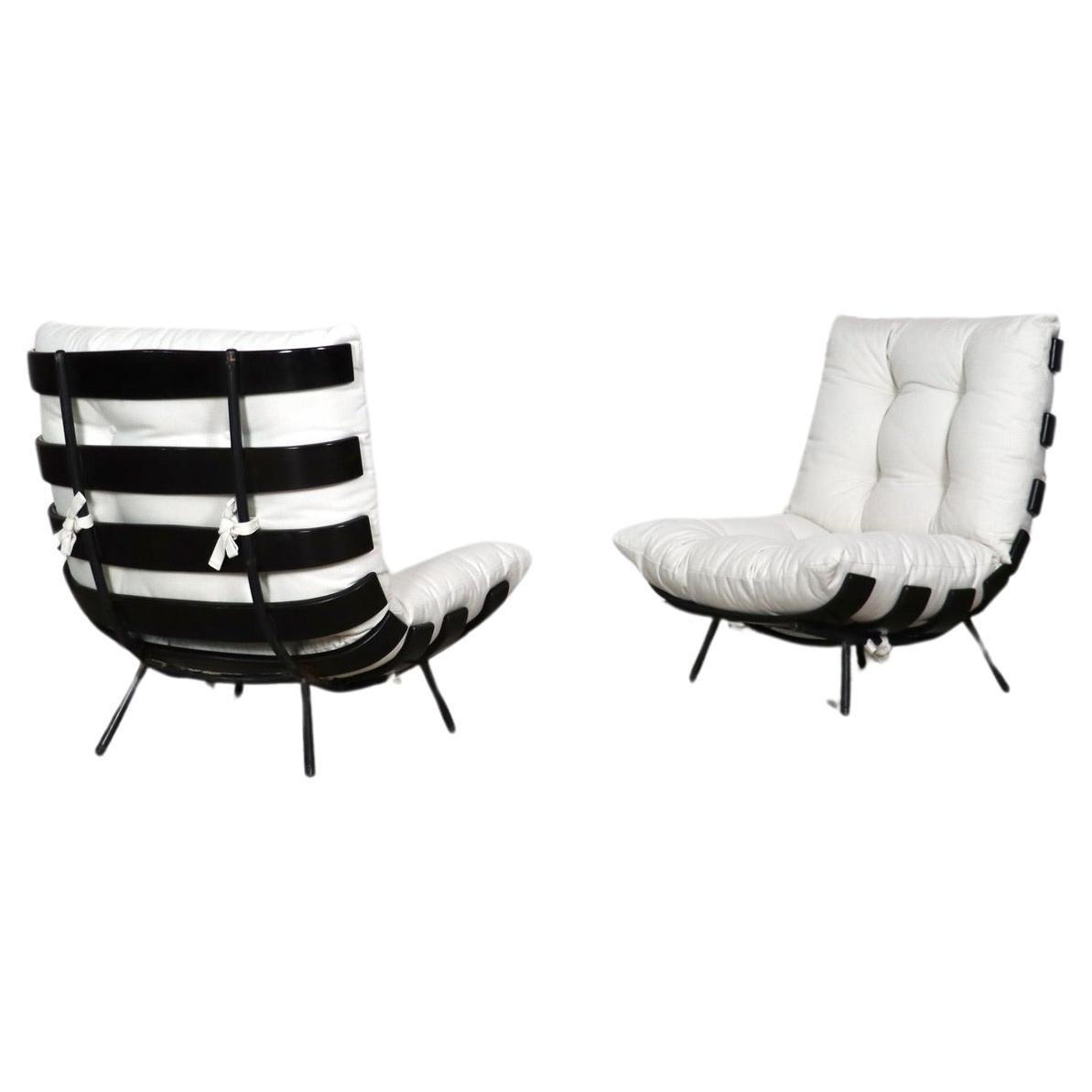 Pair Of Costela Lounge Chairs By Carlo Hauner And Martin Eisler, 1950s For Sale