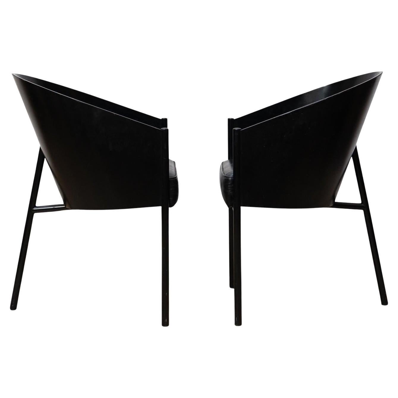 Pair of “Costes” Chairs by Philippe Starck, Early Black Edition, Circa 1980 For Sale