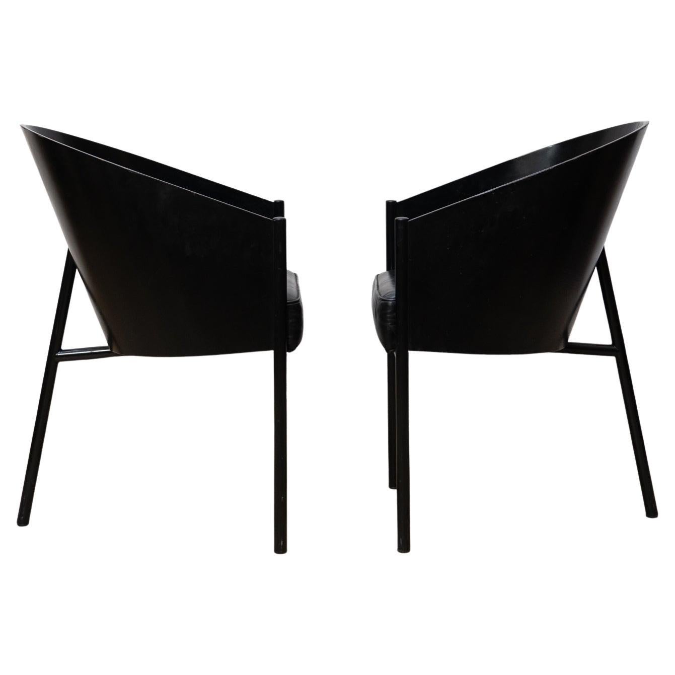Pair of “Costes” Chairs by Philippe Starck, Early Black Edition, Circa 1980