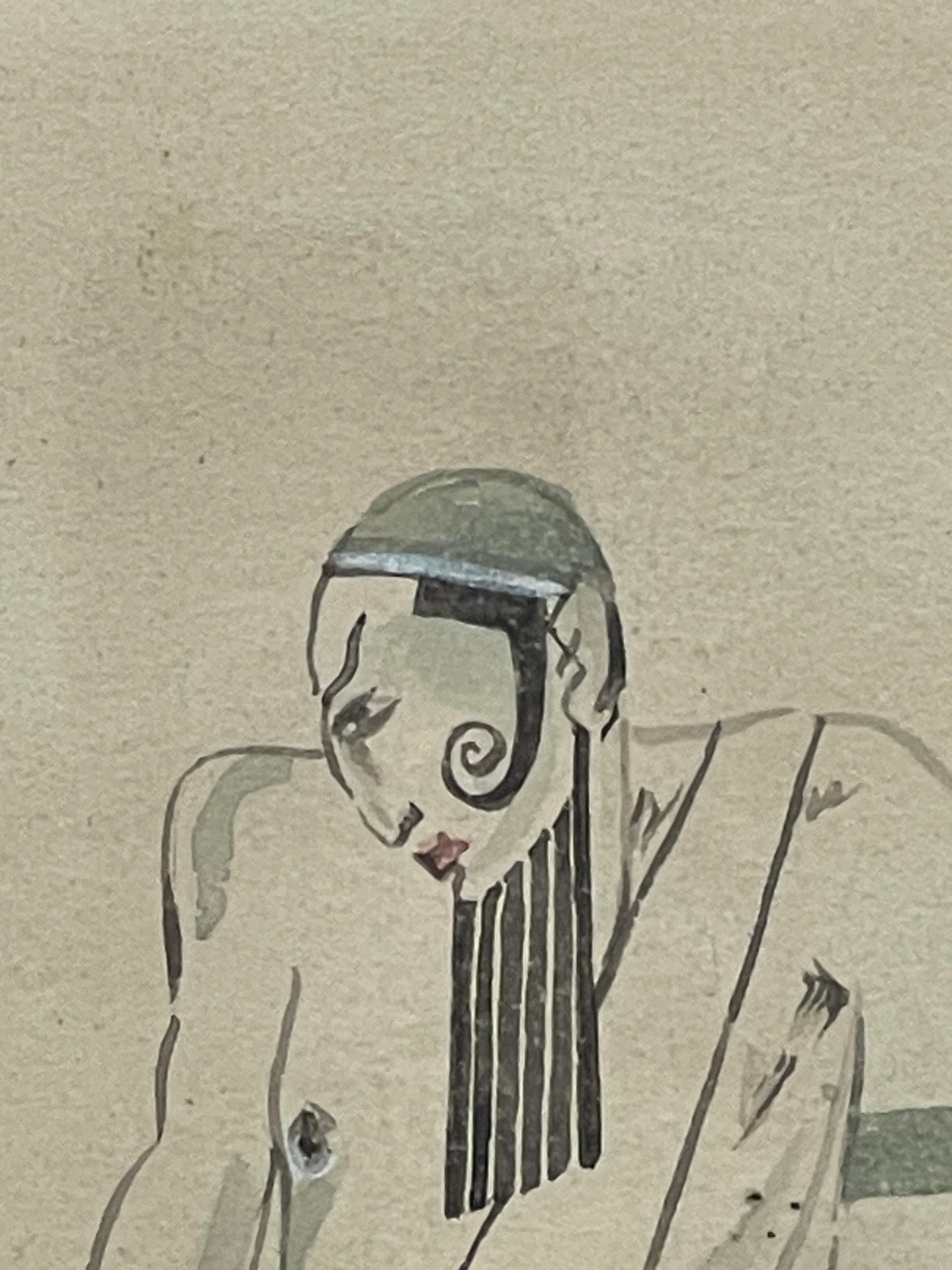 Coppia di progetti di costumi  Peters Stepanovic GALADZEV (1900-1971), Russia, 1920 in vendita 4