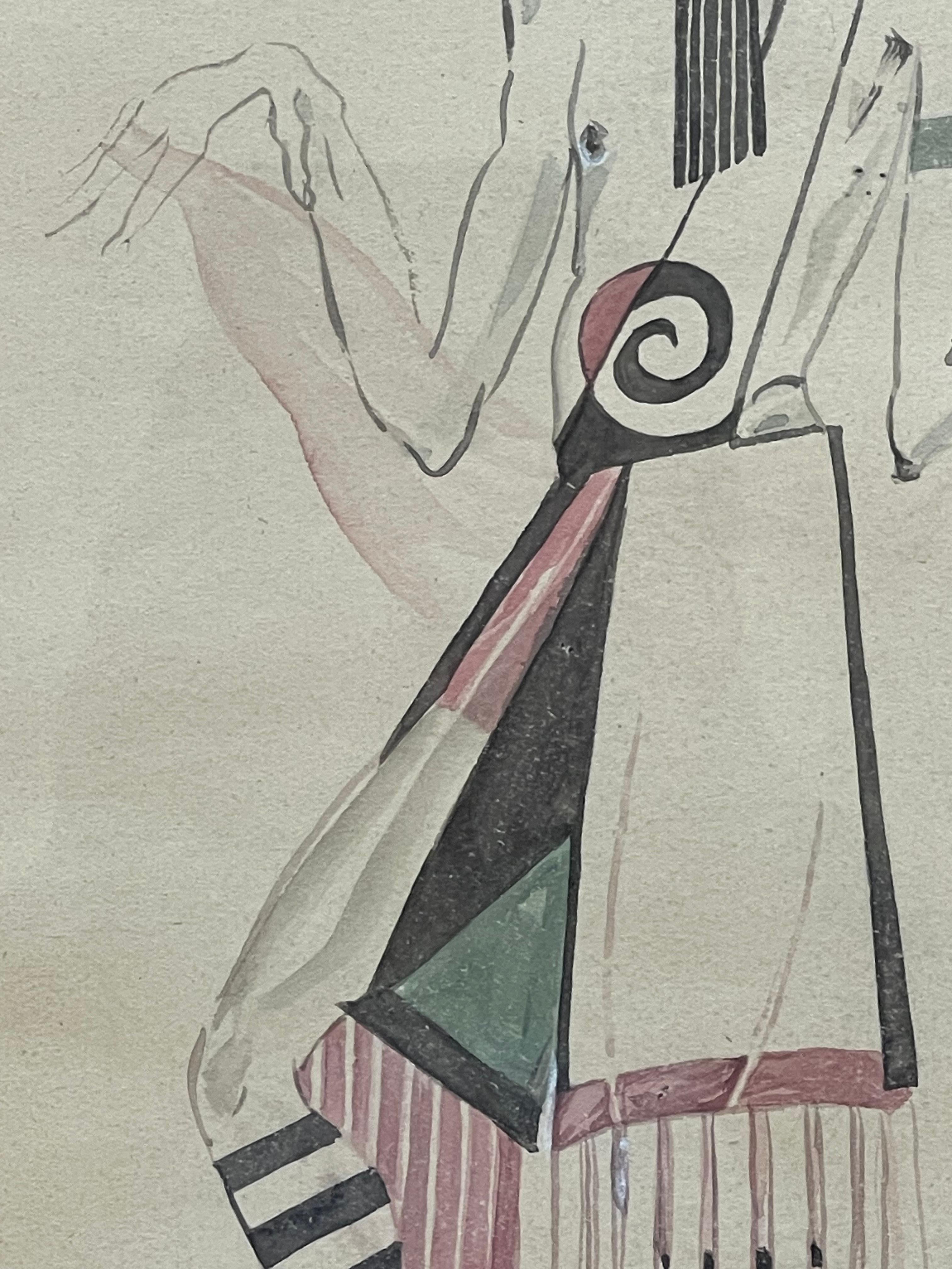 Coppia di progetti di costumi  Peters Stepanovic GALADZEV (1900-1971), Russia, 1920 in vendita 6