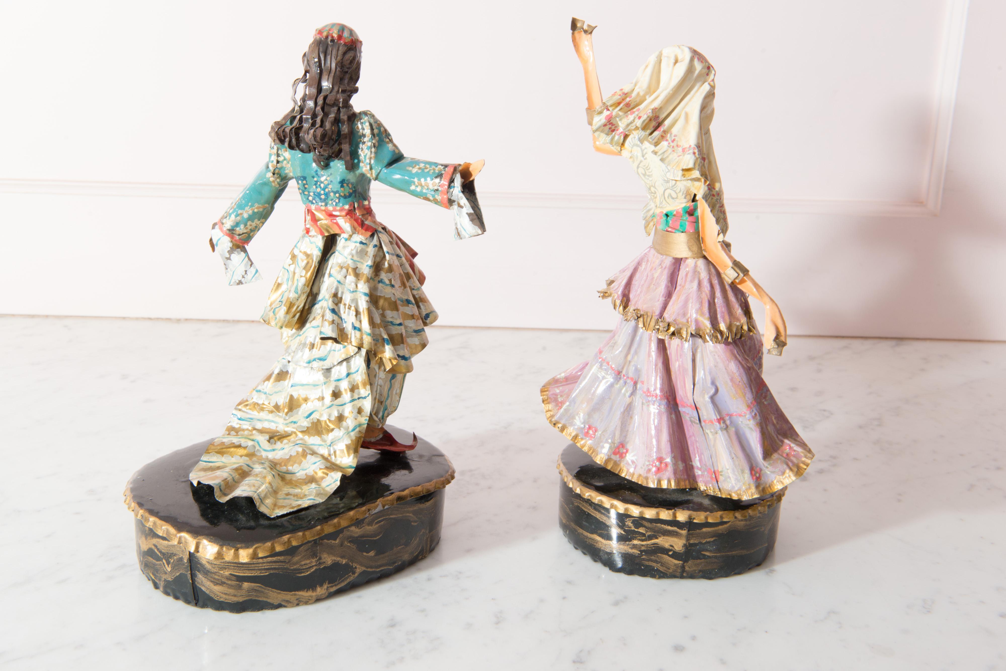 Hand-Painted Pair of Costumed Turkish Sculptures by Lee Menichetti For Sale